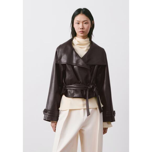 Mango Jackets & Blazers - Mango Faux Leather Jacket Trench with Maxi Lapels size XS